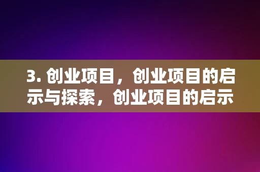 3. 创业项目，创业项目的启示与探索，创业项目的启示与探索，从创意到成功的探索之旅